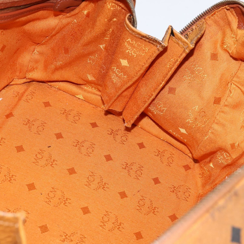 【日本直送】MCM Logoogram Vicetos 波士頓包 PVC 皮革 棕色 金色 正品 gh901-16