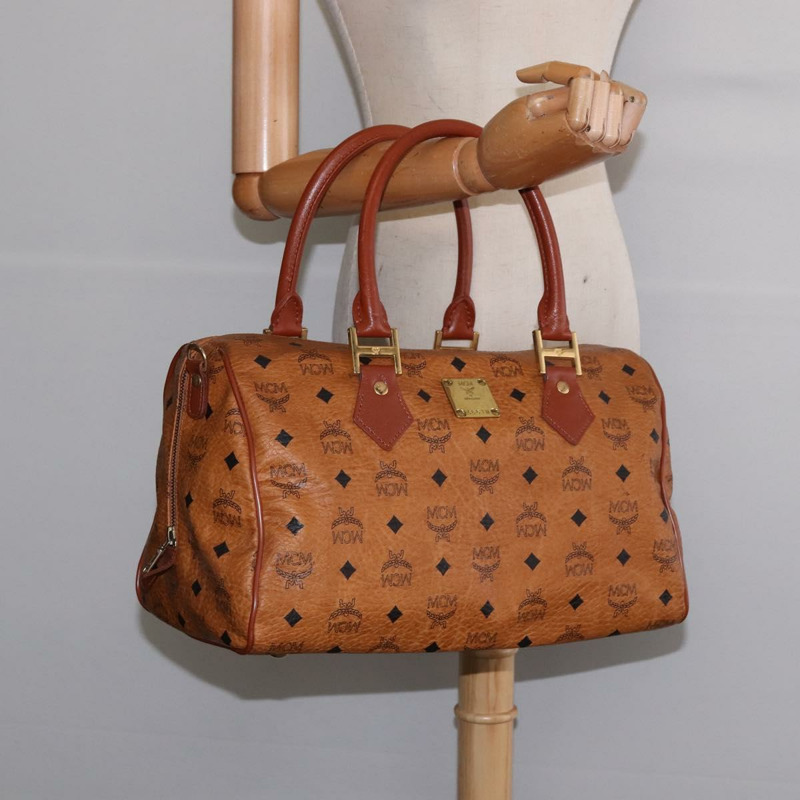 【日本直送】MCM Logoogram Vicetos 波士頓包 PVC 皮革 棕色 金色 正品 gh901-18