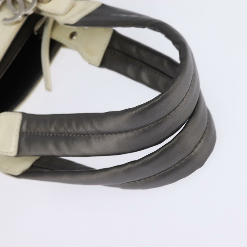 【日本直送】香奈兒巴黎比亞里茨托特包，塗層帆布，銀色雙C標誌，正品 gh895-6