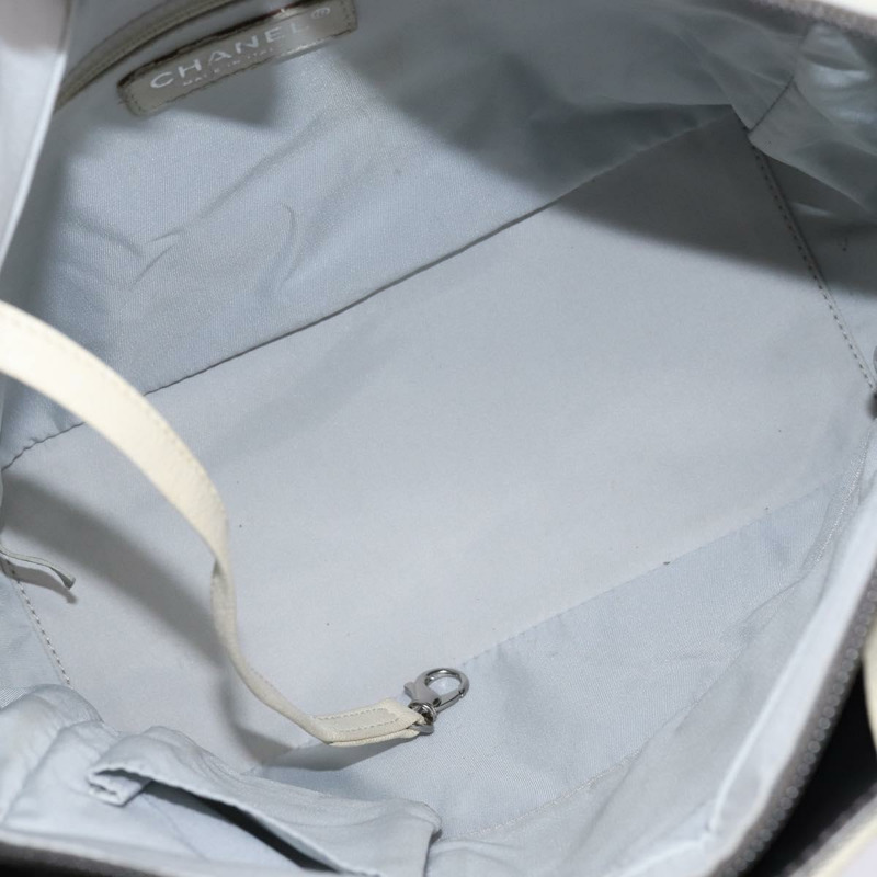 【日本直送】香奈兒巴黎比亞里茨托特包，塗層帆布，銀色雙C標誌，正品 gh895-10