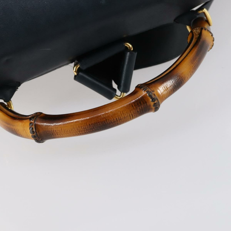 【日本直送】GUCCI 竹節雙肩包 皮革 海軍藍 金色 003 2058 0016 Auth kk564-6