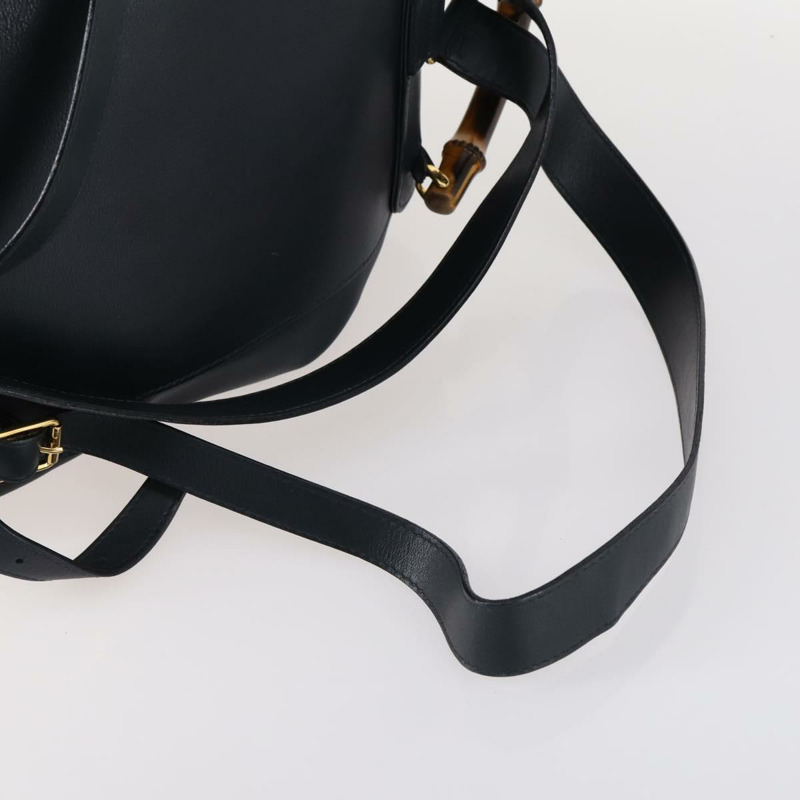 【日本直送】GUCCI 竹節雙肩包 皮革 海軍藍 金色 003 2058 0016 Auth kk564-8