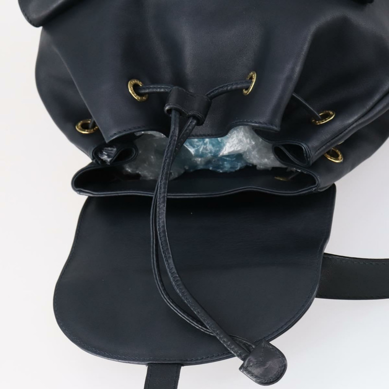 【日本直送】GUCCI 竹節雙肩包 皮革 海軍藍 金色 003 2058 0016 Auth kk564-9