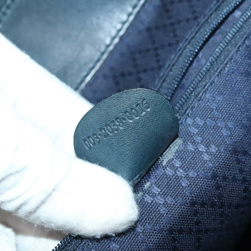 【日本直送】GUCCI 竹節雙肩包 皮革 海軍藍 金色 003 2058 0016 Auth kk564-11