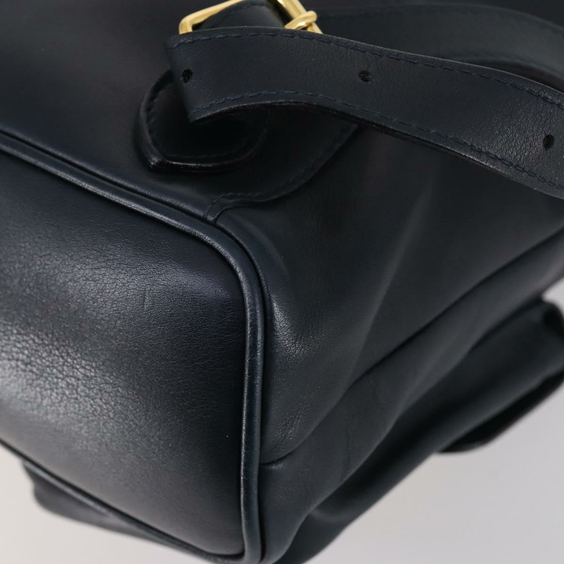 【日本直送】GUCCI 竹節雙肩包 皮革 海軍藍 金色 003 2058 0016 Auth kk564-16