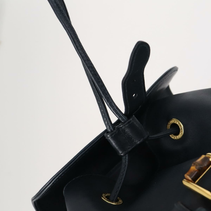 【日本直送】GUCCI 竹節雙肩包 皮革 海軍藍 金色 003 2058 0016 Auth kk564-19