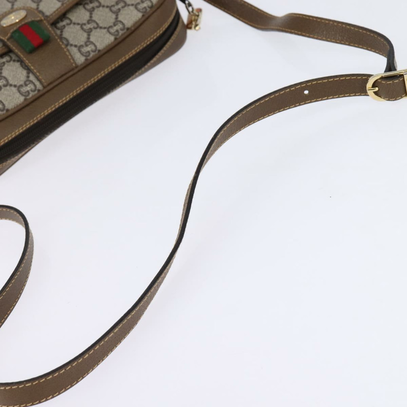 【日本直送】GUCCI GG Plus Supreme Web Sherry Line 單肩包 PVC 米色 金色 正品 gh909-6
