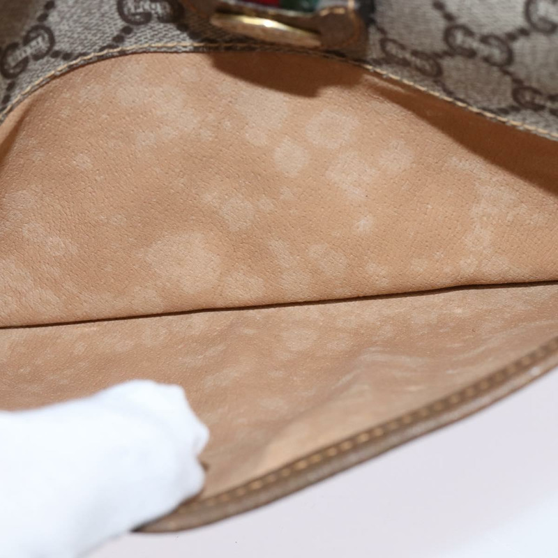 【日本直送】GUCCI GG Plus Supreme Web Sherry Line 單肩包 PVC 米色 金色 正品 gh909-11