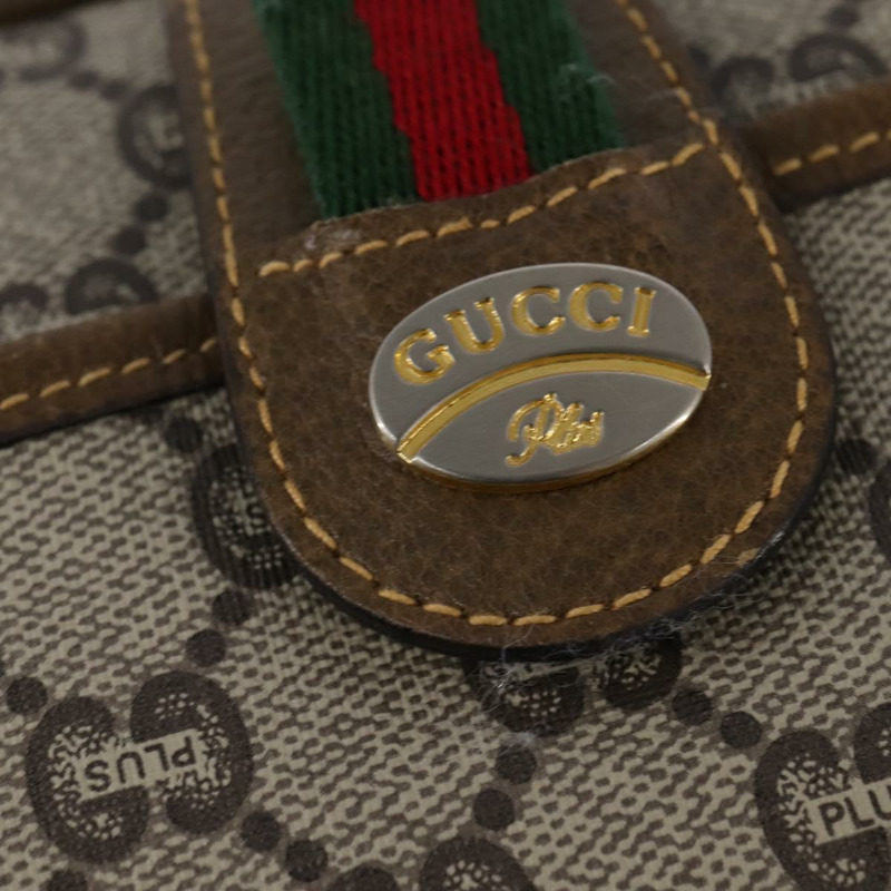 【日本直送】GUCCI GG Plus Supreme Web Sherry Line 單肩包 PVC 米色 金色 正品 gh909-16