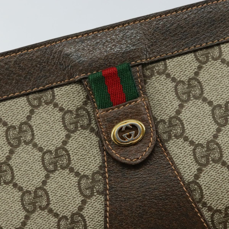 【日本直送】GUCCI GG Supreme Web Sherry Line 手拿包 米色 金色 156 01 033 Auth mr1505-7