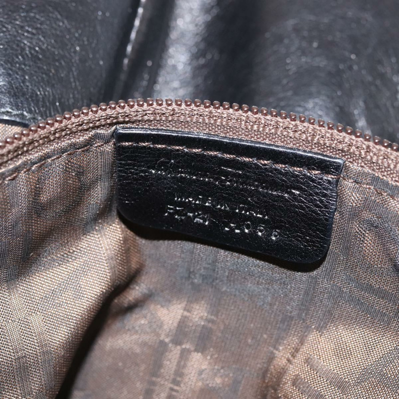 【日本直送】Salvatore Ferragamo Gancini 手提包 皮革 黑色 銀色 正品 BA6377-11