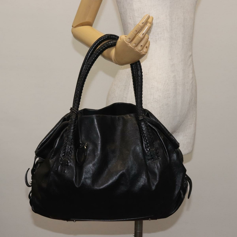 【日本直送】Salvatore Ferragamo Gancini 手提包 皮革 黑色 銀色 正品 BA6377-20