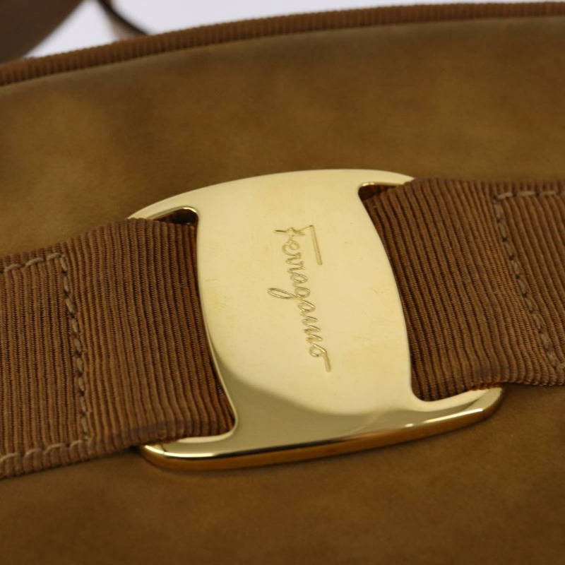 【日本直送】Salvatore Ferragamo Vala 單肩包 棕色金色麂皮 正品 BA6379-9