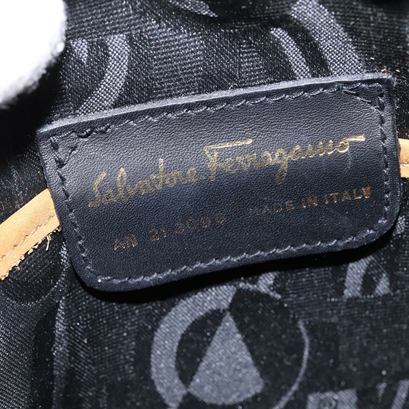 【日本直送】Salvatore Ferragamo Vala 單肩包 棕色金色麂皮 正品 BA6379-11