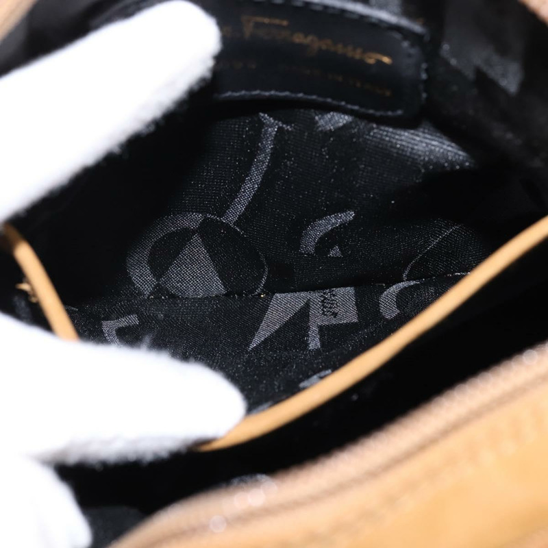 【日本直送】Salvatore Ferragamo Vala 單肩包 棕色金色麂皮 正品 BA6379-18