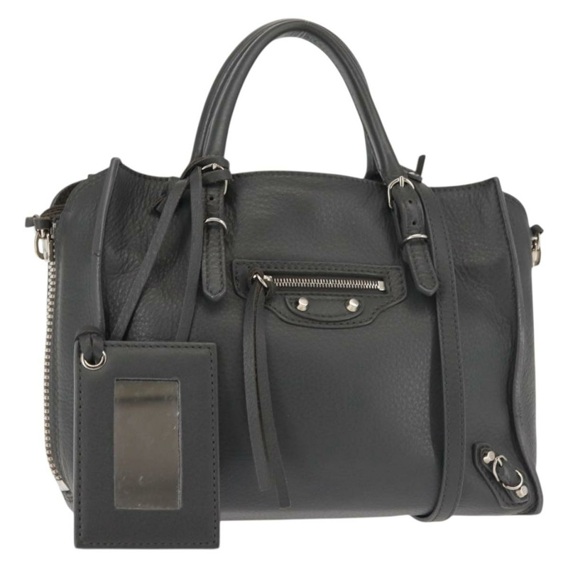 【日本直送】BALENCIAGA Paper 迷你手袋 皮革 兩用 灰色/銀色 357333 正品 gh940-0