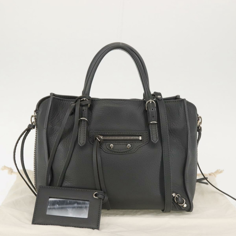 【日本直送】BALENCIAGA Paper 迷你手袋 皮革 兩用 灰色/銀色 357333 正品 gh940-11