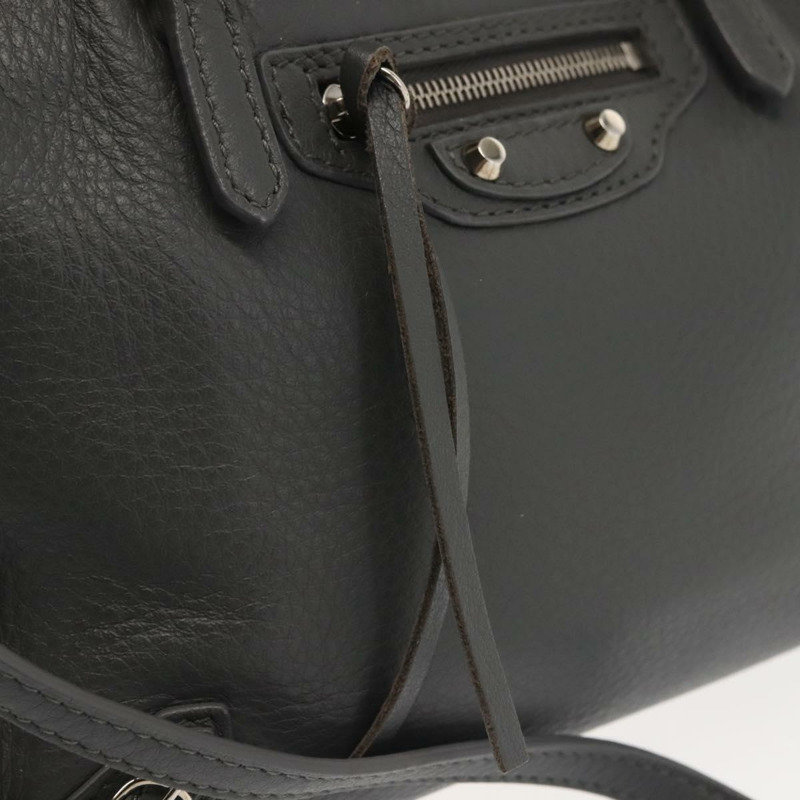 【日本直送】BALENCIAGA Paper 迷你手袋 皮革 兩用 灰色/銀色 357333 正品 gh940-20