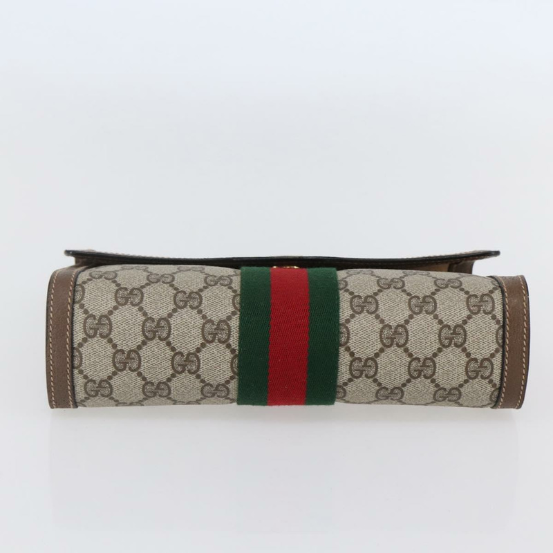 【日本直送】GUCCI GG Supreme Web Sherry Line 手拿包 PVC 米色 金色 89 01 006 正品 BA6443-5