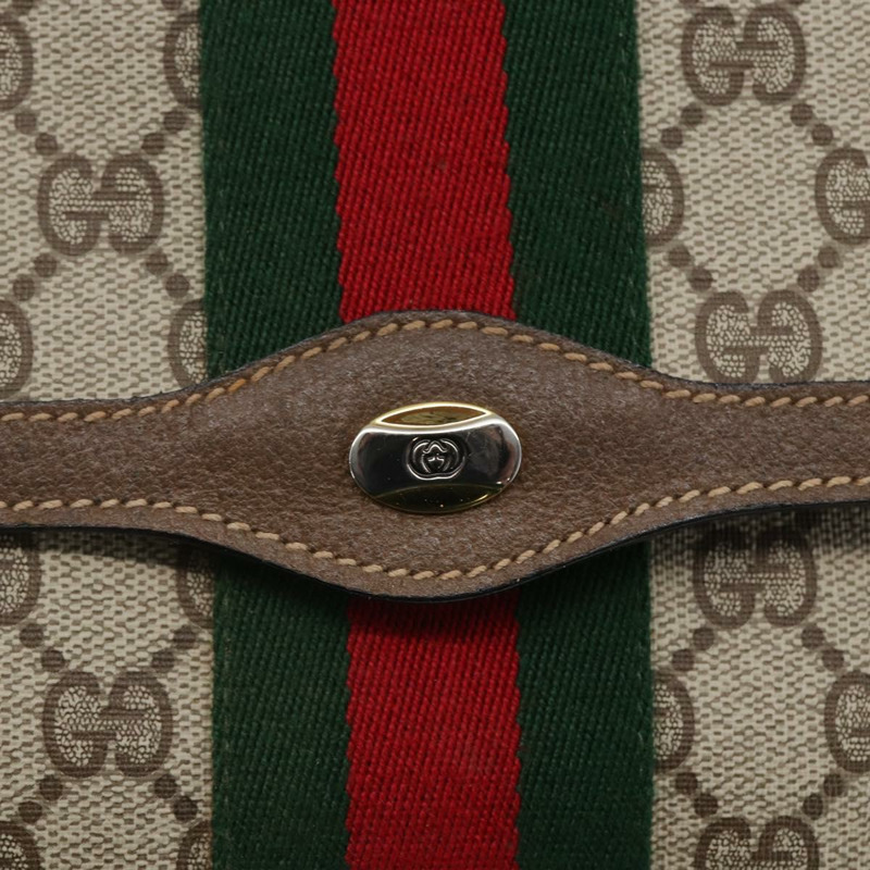 【日本直送】GUCCI GG Supreme Web Sherry Line 手拿包 PVC 米色 金色 89 01 006 正品 BA6443-7