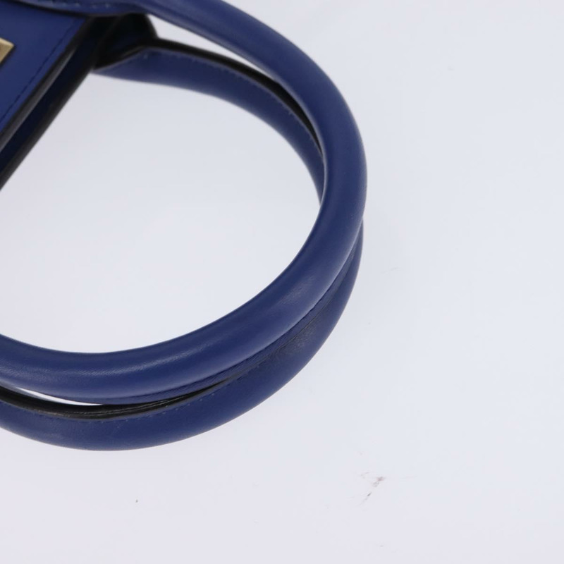 【日本直送】Salvatore Ferragamo Gancini Studio 手提包 皮革 2way 藍色金色 Auth 144870-6