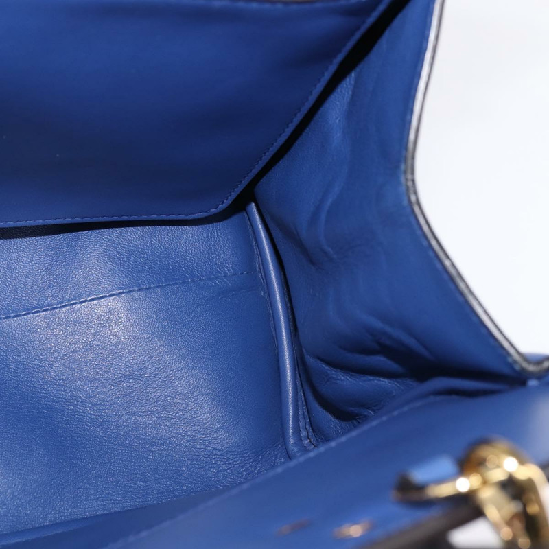 【日本直送】Salvatore Ferragamo Gancini Studio 手提包 皮革 2way 藍色金色 Auth 144870-18