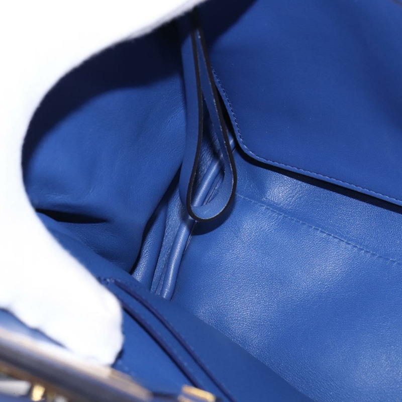 【日本直送】Salvatore Ferragamo Gancini Studio 手提包 皮革 2way 藍色金色 Auth 144870-19