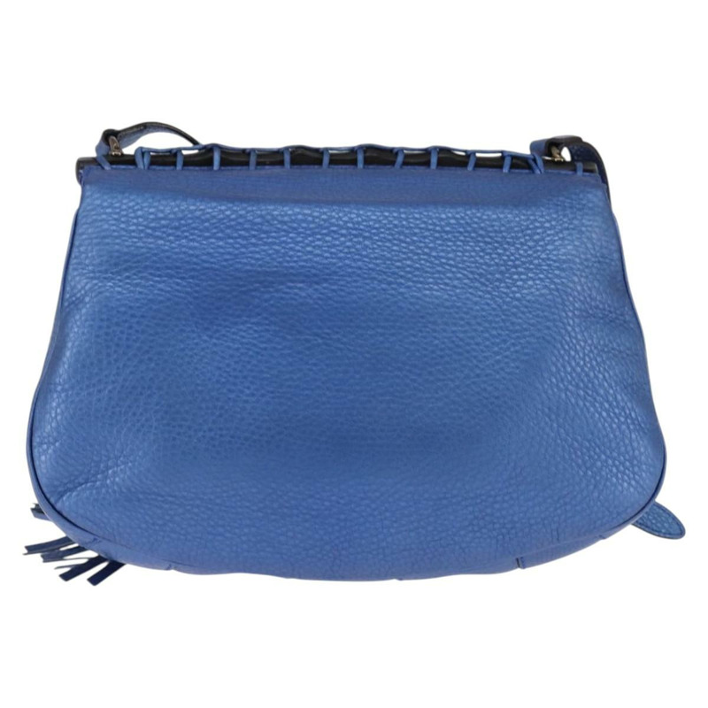 【日本直送】GUCCI 竹節肩背包 皮革 藍色 0525040 347101 正品 144873-1