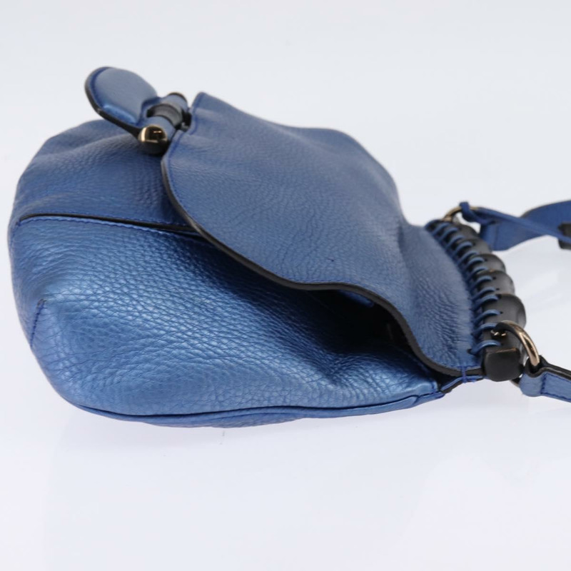 【日本直送】GUCCI 竹節肩背包 皮革 藍色 0525040 347101 正品 144873-3