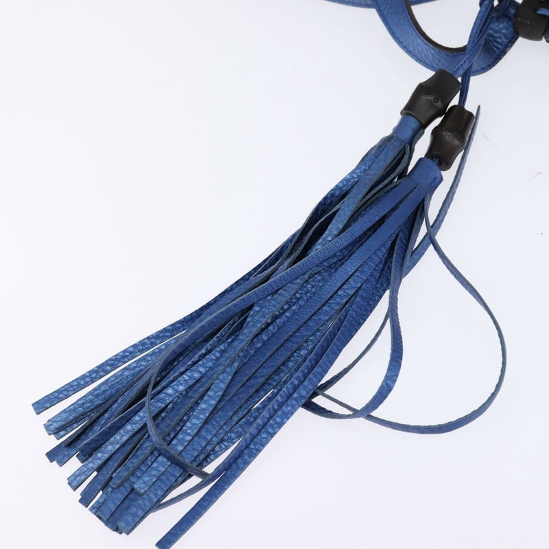 【日本直送】GUCCI 竹節肩背包 皮革 藍色 0525040 347101 正品 144873-9