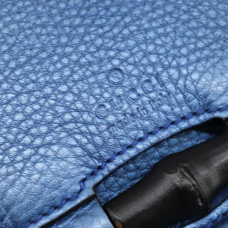 【日本直送】GUCCI 竹節肩背包 皮革 藍色 0525040 347101 正品 144873-16