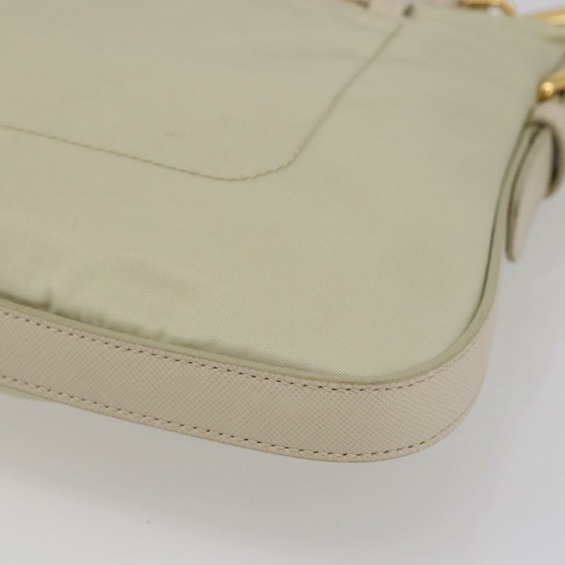 【日本直送】PRADA 尼龍皮革肩包 米色 金色 正品 145330-14