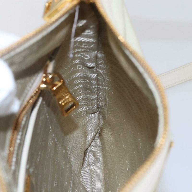 【日本直送】PRADA 尼龍皮革肩包 米色 金色 正品 145330-20