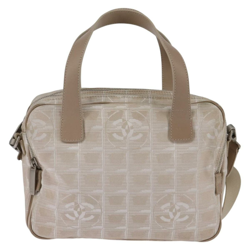 【日本直送】香奈兒新款旅行系列手袋 尼龍 兩用 米色 銀色 CC 標誌 Auth 145353-12