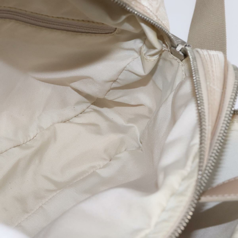 【日本直送】香奈兒新款旅行系列手袋 尼龍 兩用 米色 銀色 CC 標誌 Auth 145353-20