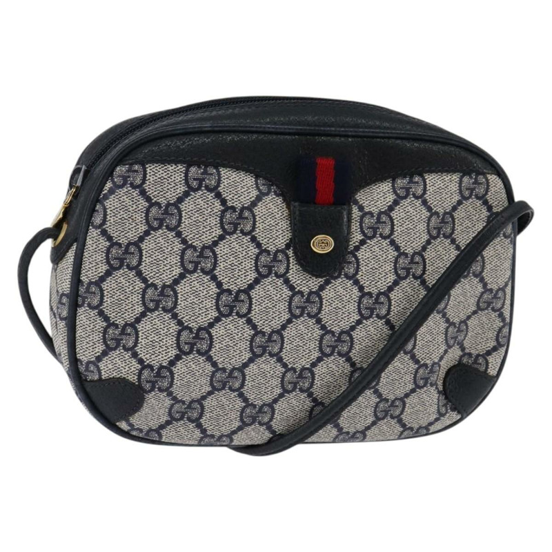 【日本直送】GUCCI GG Supreme Sherry Line 單肩包 PVC 海軍藍 金色 89 02 066 正品 145357-0