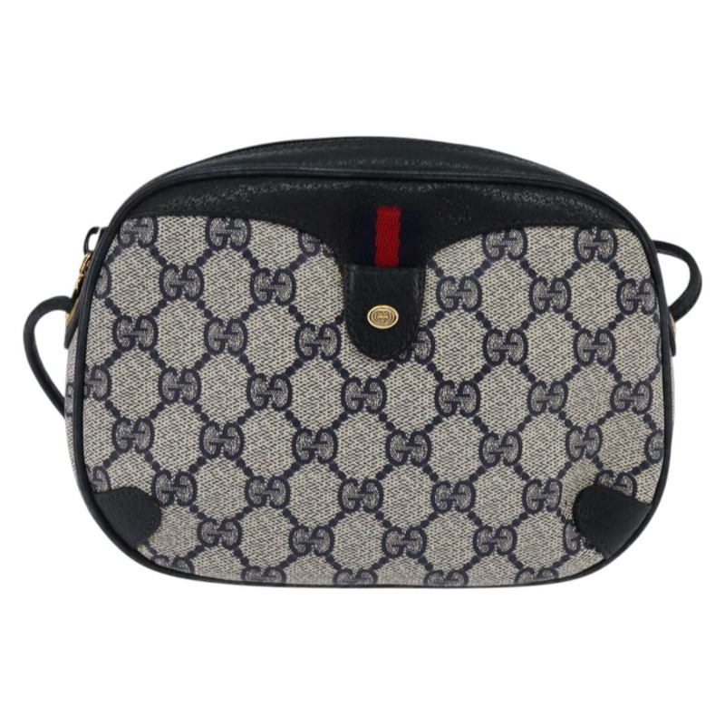 【日本直送】GUCCI GG Supreme Sherry Line 單肩包 PVC 海軍藍 金色 89 02 066 正品 145357-12