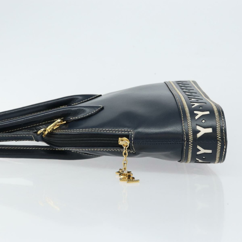 【日本直送】SAINT LAURENT Y 字形圖案手提包 皮革 2way Navy Gold Auth sw1605-3