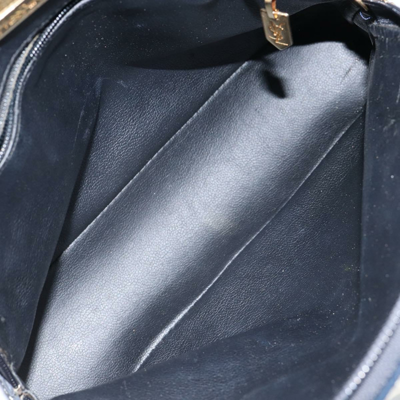 【日本直送】SAINT LAURENT Y 字形圖案手提包 皮革 2way Navy Gold Auth sw1605-11