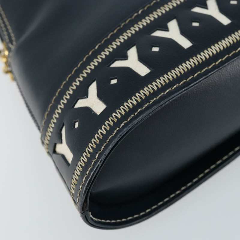 【日本直送】SAINT LAURENT Y 字形圖案手提包 皮革 2way Navy Gold Auth sw1605-15