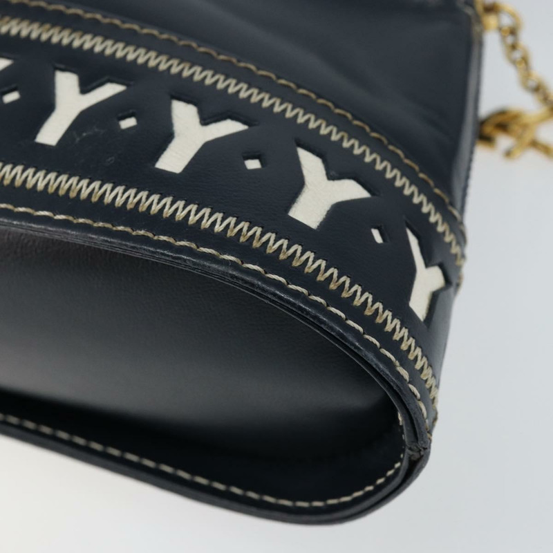 【日本直送】SAINT LAURENT Y 字形圖案手提包 皮革 2way Navy Gold Auth sw1605-16