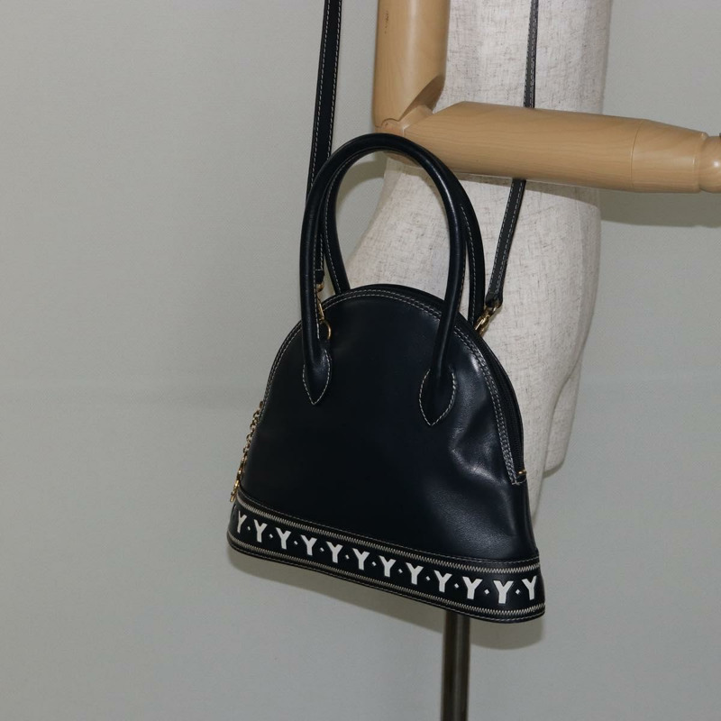 【日本直送】SAINT LAURENT Y 字形圖案手提包 皮革 2way Navy Gold Auth sw1605-21