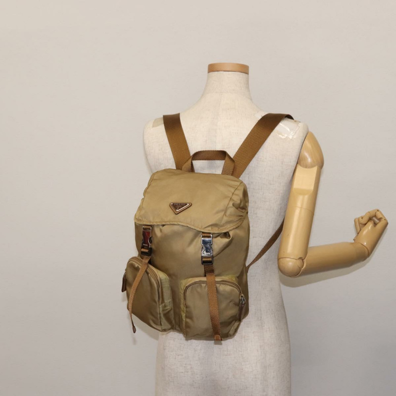 【日本直送】PRADA 雙肩包 尼龍 米色 銀色 正品 sw1597-24