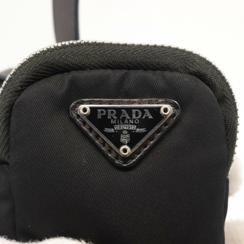 【日本直送】PRADA Tessuto 手機支架包 尼龍 黑色 銀色 正品 145556-16