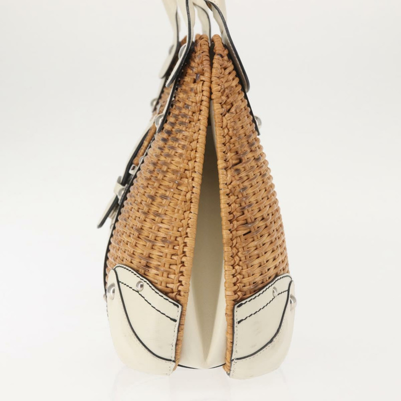 【日本直送】Salvatore Ferragamo Gancini 手提包 藤編棕色 銀色 正品 145756-2