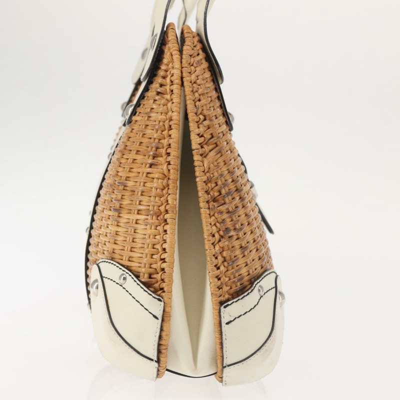 【日本直送】Salvatore Ferragamo Gancini 手提包 藤編棕色 銀色 正品 145756-3