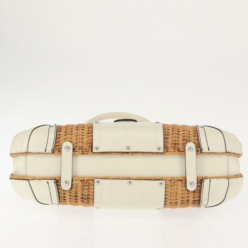 【日本直送】Salvatore Ferragamo Gancini 手提包 藤編棕色 銀色 正品 145756-4