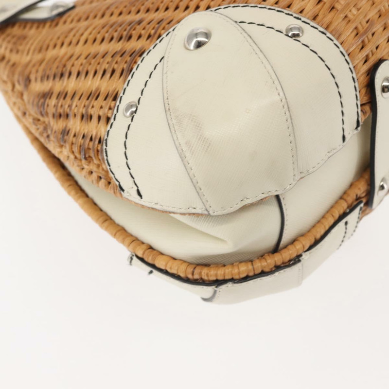 【日本直送】Salvatore Ferragamo Gancini 手提包 藤編棕色 銀色 正品 145756-8