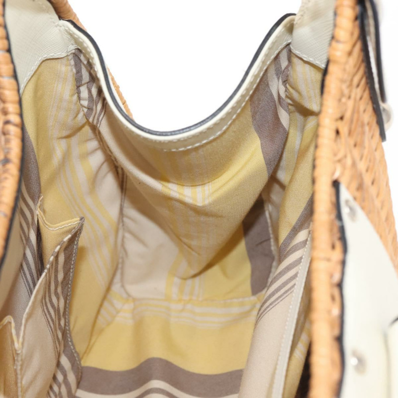 【日本直送】Salvatore Ferragamo Gancini 手提包 藤編棕色 銀色 正品 145756-17