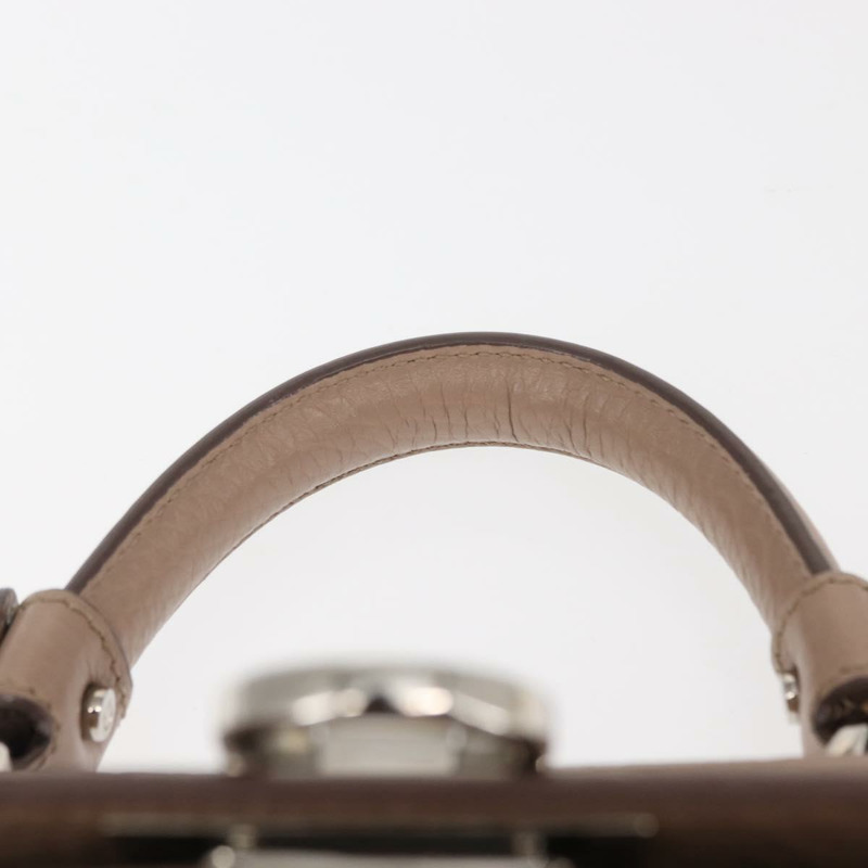 【日本直送】Salvatore Ferragamo Gancini Sophia 手提包 皮革 米色 銀色 正品 145498-7